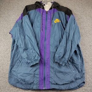 VTG Nike Windbreaker Jacket Youth 14-16 Teal Purple Hooded 90s Y2K